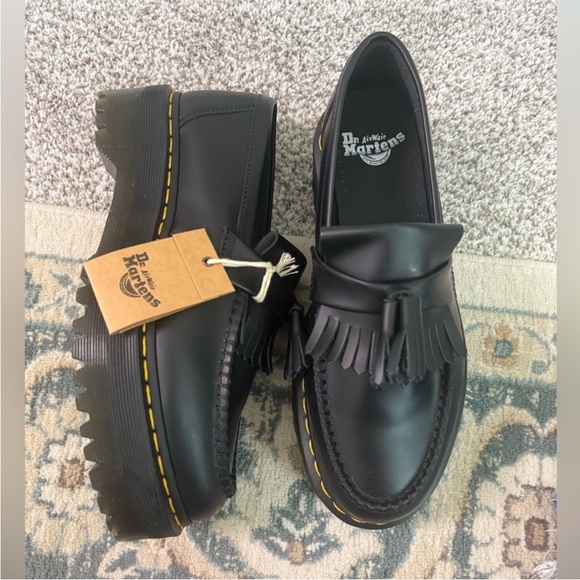 Dr. Martens Shoes - Dr. Martens Black Leather Adrian Quad Loafers